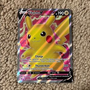 Pokemon Pikachu V Yellow Red Holographic Trading Card